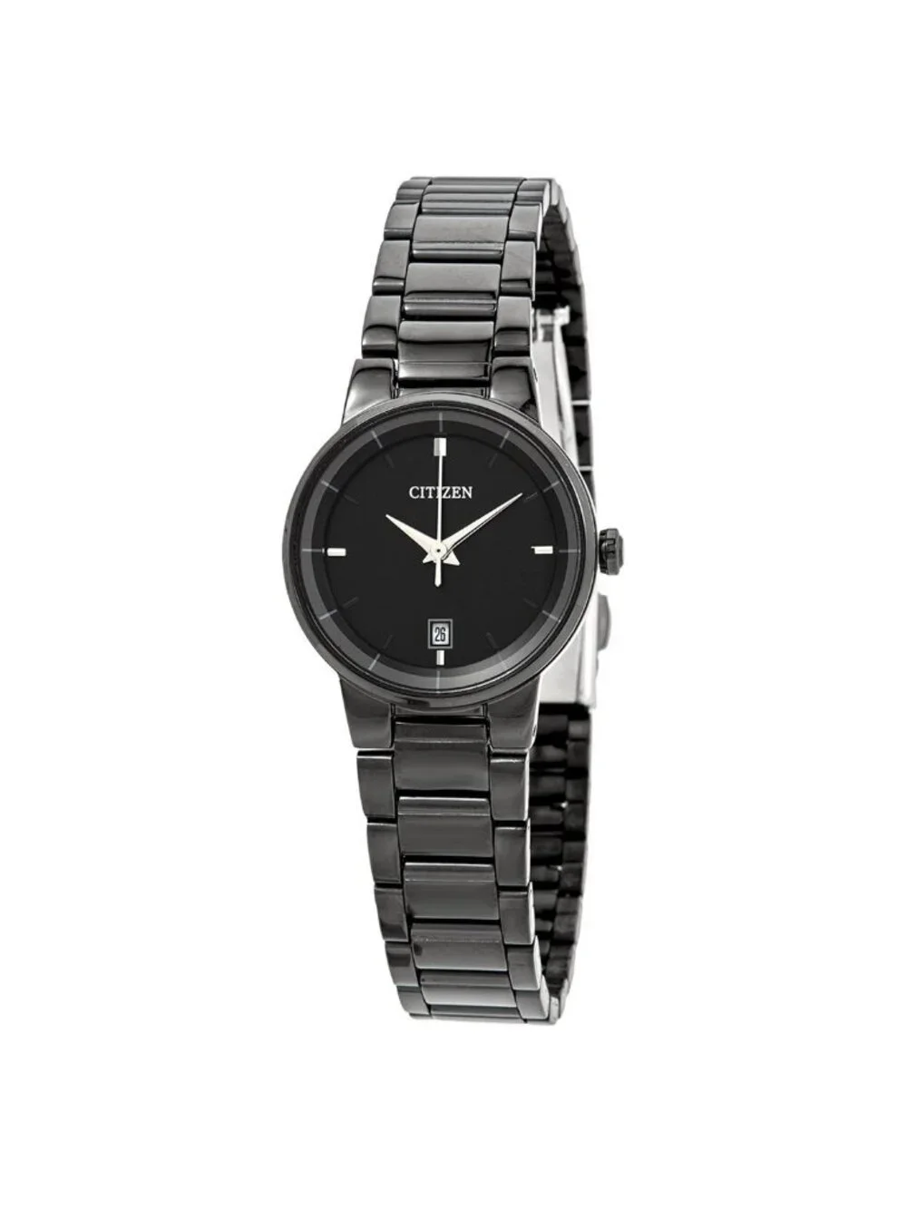 NWT Citizen Quartz Black Dial Black Ion-plated Ladies Watch